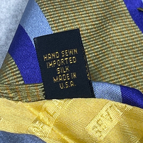 Robert Talbott Nordstrom Best of Class Mens Silk Tie Gold Blue Purple Stripe USA - Picture 6 of 7